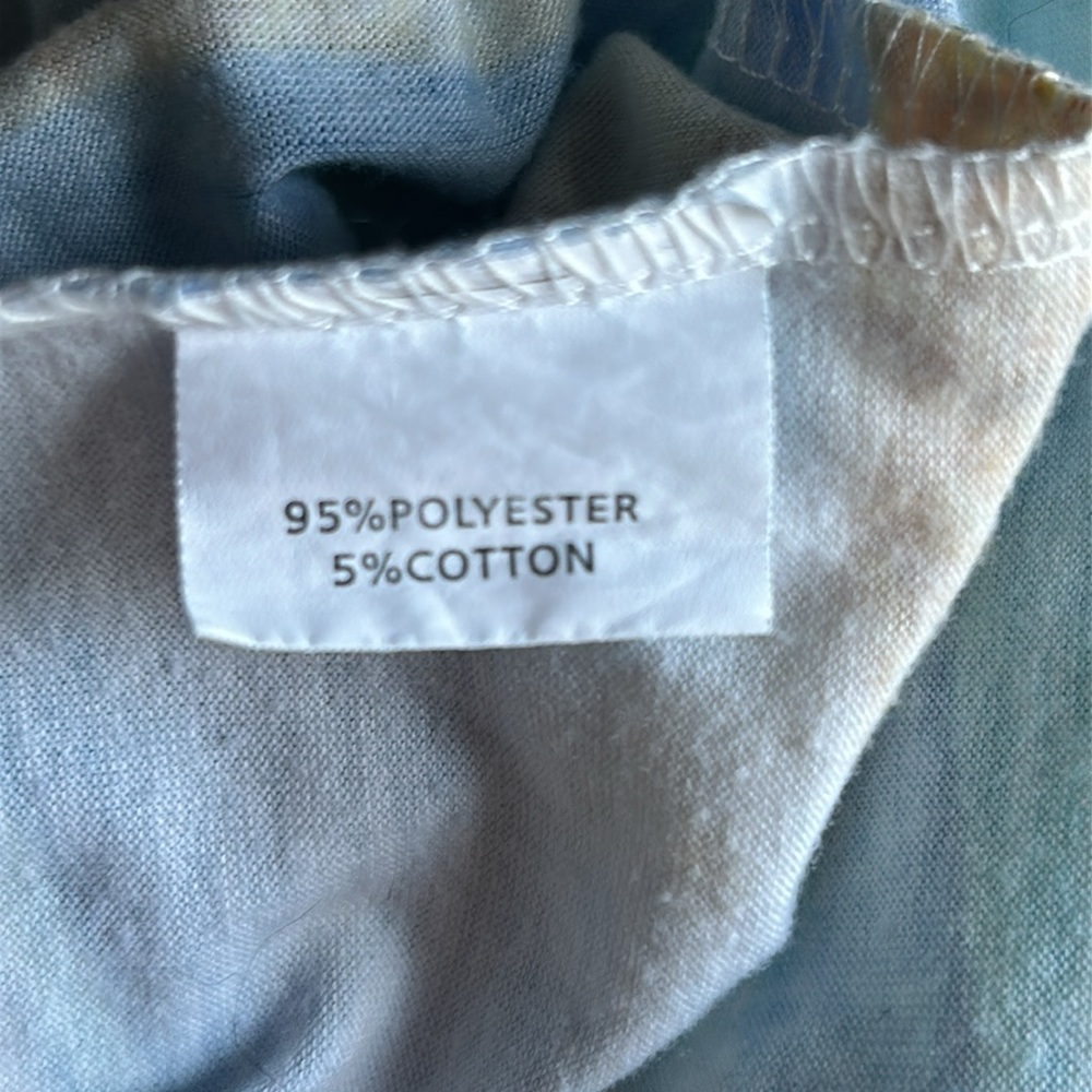 Aqua Blue & Gold Wavy Swirl Pattern Design Knit Top Short Sleeves Scoop Neck 5XL - Picture 9 of 16